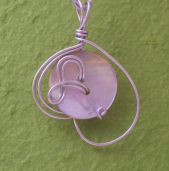Rebecca Clampton's button and wire pendant